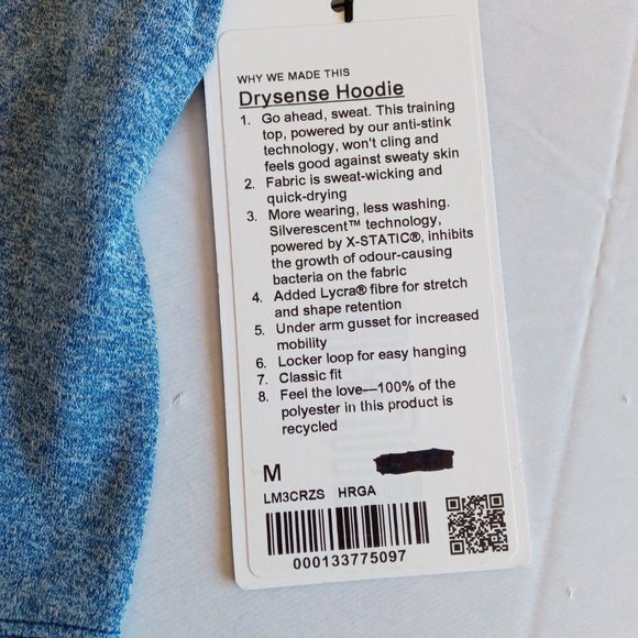 Lululemon  Heathered Regatta Blue Drysense hoodie Size Medium NWT - Picture 5 of 12